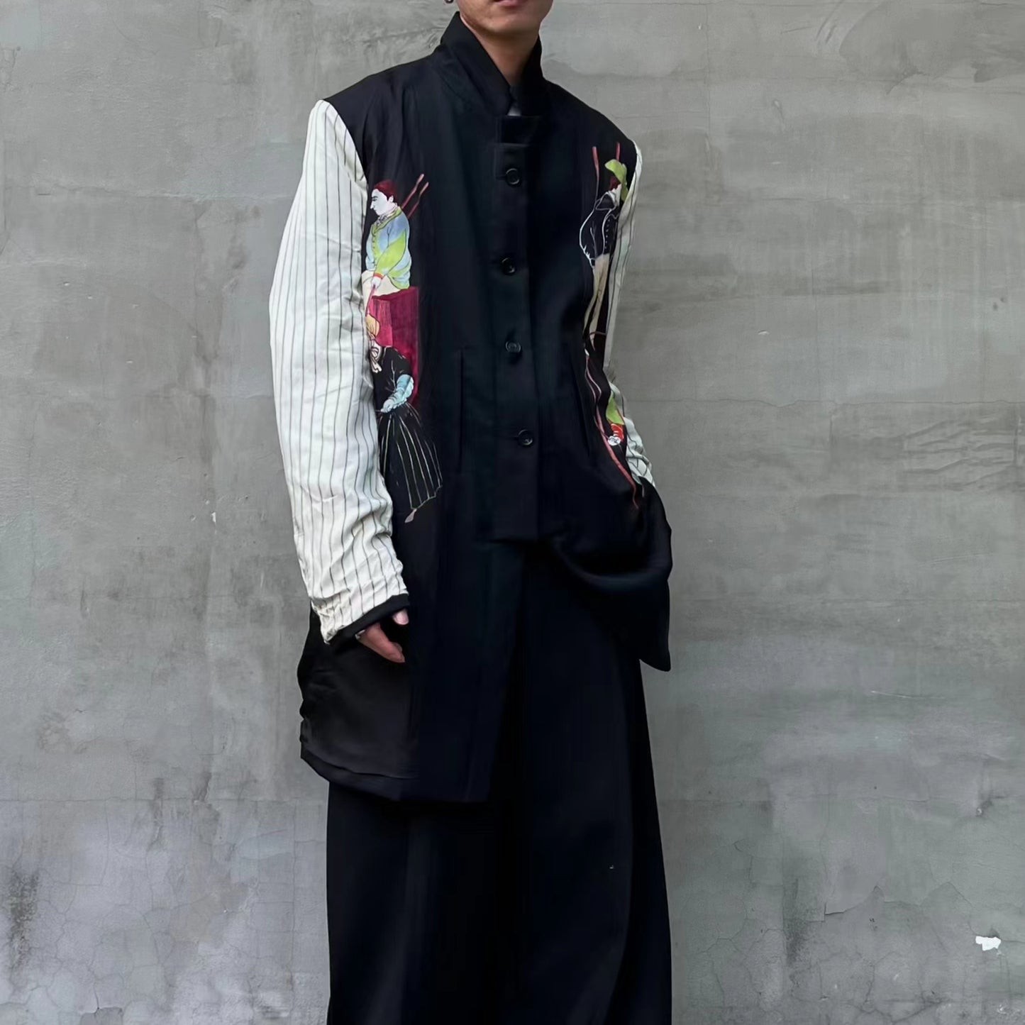 Yohji Rokumeikan Double-Breasted Double-Faced Layered Jacket Blazer