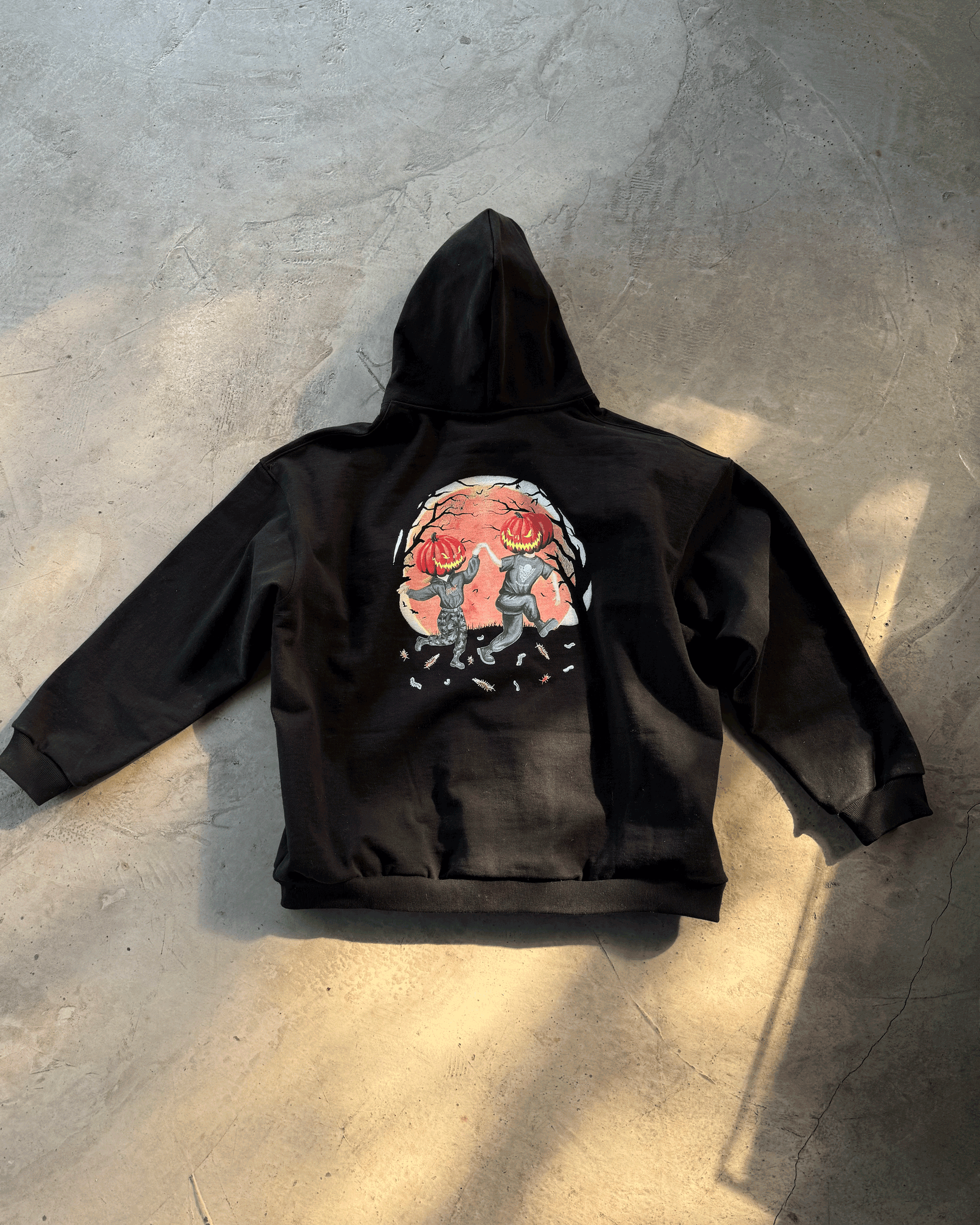 Vetements AW20 ’Hocus Pocus’ Pumpkin Print Zip Hoodie - Opium Pullover