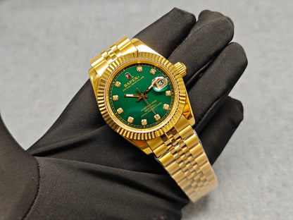 TYPE 6 BAPEX Gold-Green Ape Power Watch - Fluted Bezel Datejust Mechanical Wristwatch