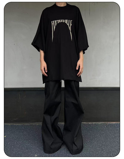 Dark Avant-garde Rick Owen Vibe High-Street Tee – Oversized Cotton Short Sleeve
