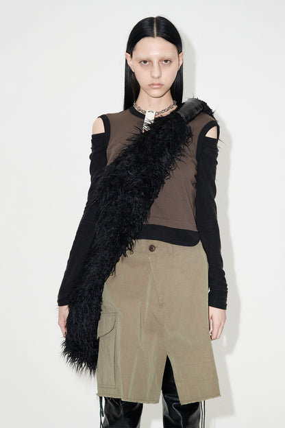 Our Legacy Faux Shearling Shoulder Bag - Oversized Furry Tote Faux Fur Crossbody - Black
