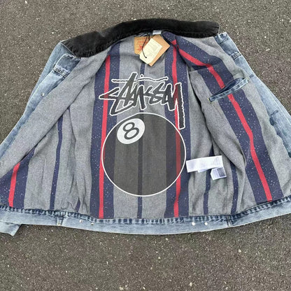 Stussy Embossed 8 ball Ｘ Levis Jacket Washed Denim Outerwear