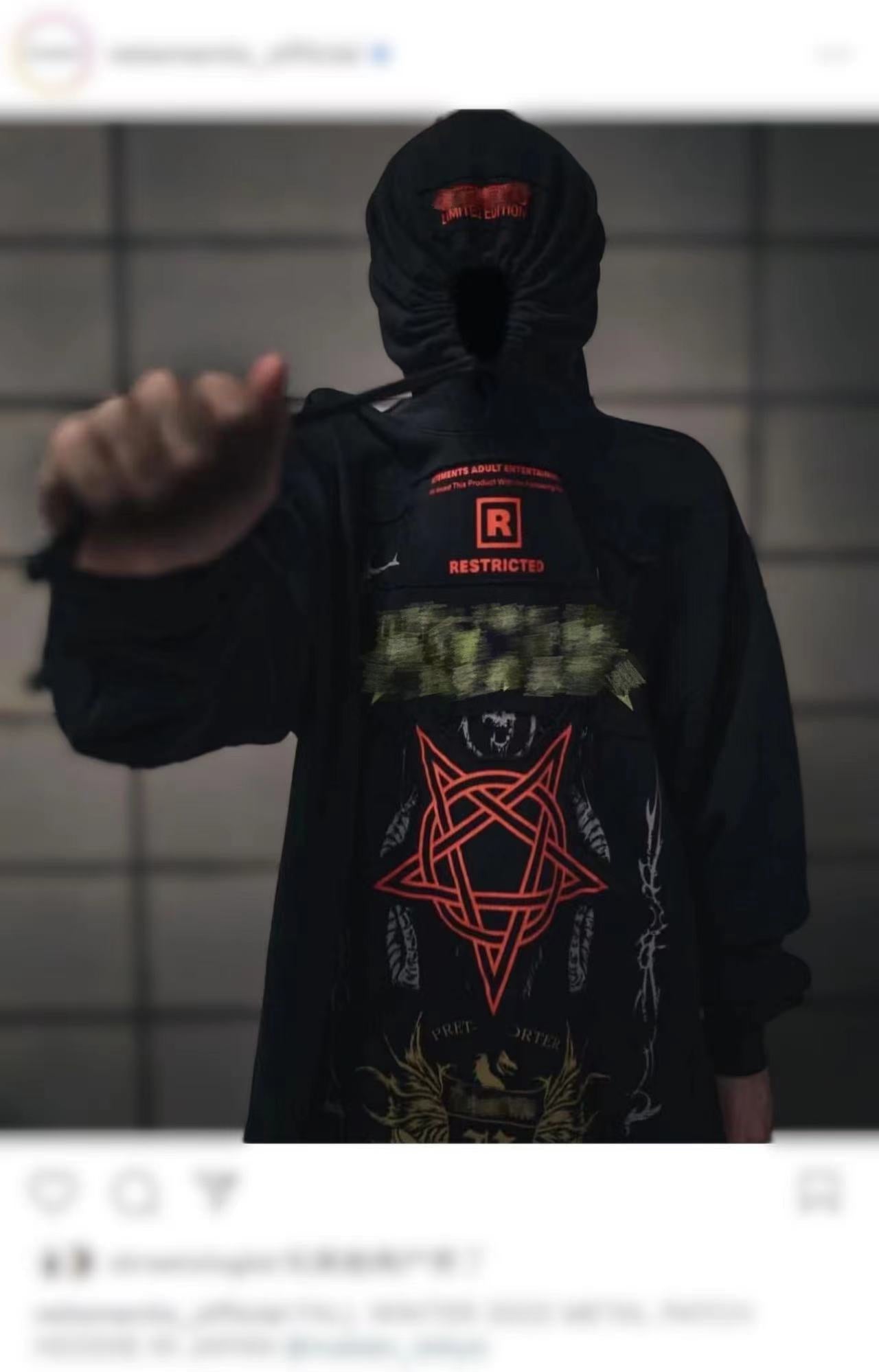 Vetements Adone Hardcore Embroidered Patch Hoodie Heavyweight Playboi - Size avaliable S M L