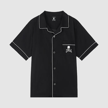 MASTERMIND Ice-Satin Embroidered Skull Pajama Set Couples - MMJ Loungewear