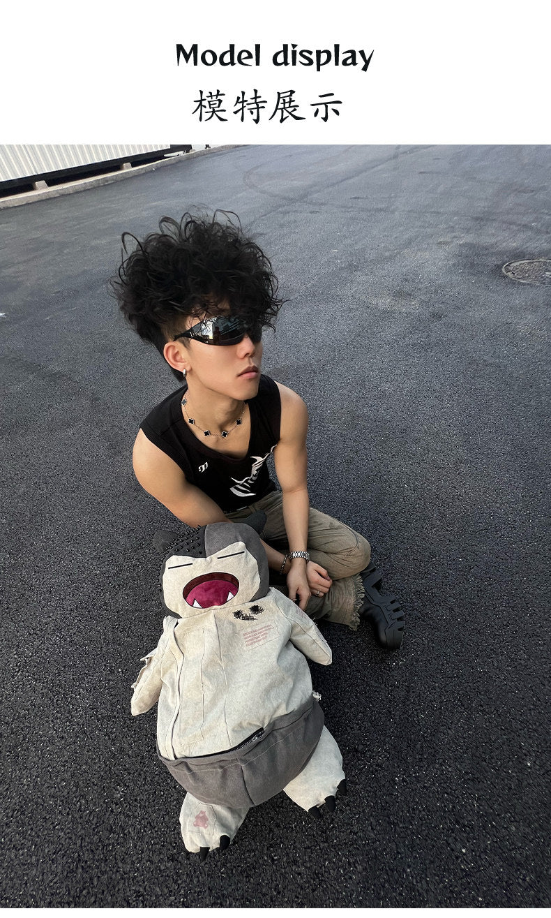 Snorlax Graphic Canvas Tote Bag - Anime Streetwear - SNORLAX