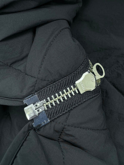 23FW Stussy 8 BALL Black Diamond Grid Zipper Jacket Loose Casual Retro Cotton Outerwear