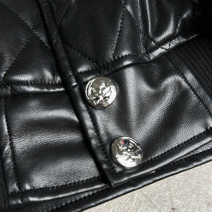 Mastermind Japan Embroidered Skull Leather Jacket - Biker Style Motorcycle Coat