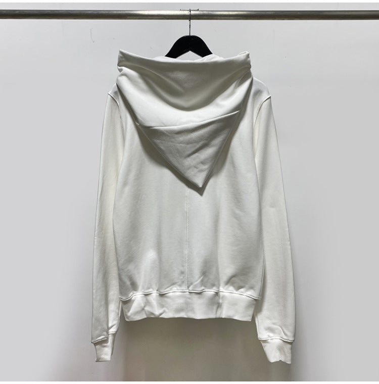 RO Dark Wizard Rick Owen Hoodie - Asymmetric Zip Avant-garde Black Winter Fleece