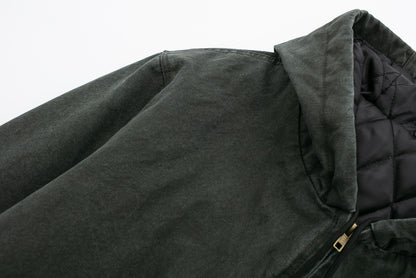 J130 Heavyweight Vintage Washed Hooded Jacket Unisex Retro Outerwear