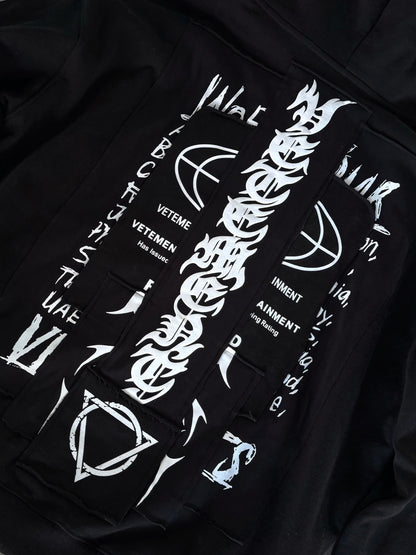 Vetements Oversized Hoodie J’adore Hardcore Patchwork Black Patched Logo