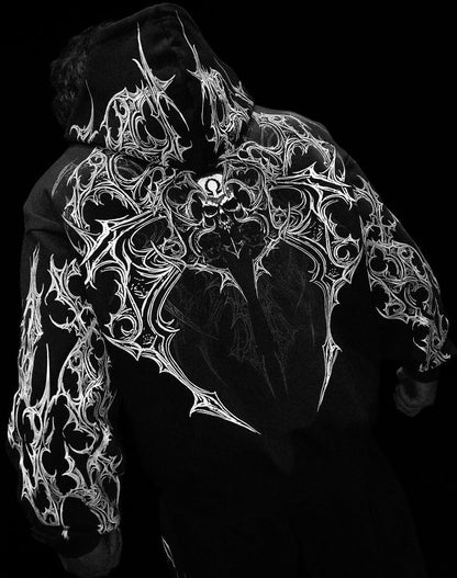 Breathedivinity Dark Gothic Zip-Up Hoodie - 420g French Terry