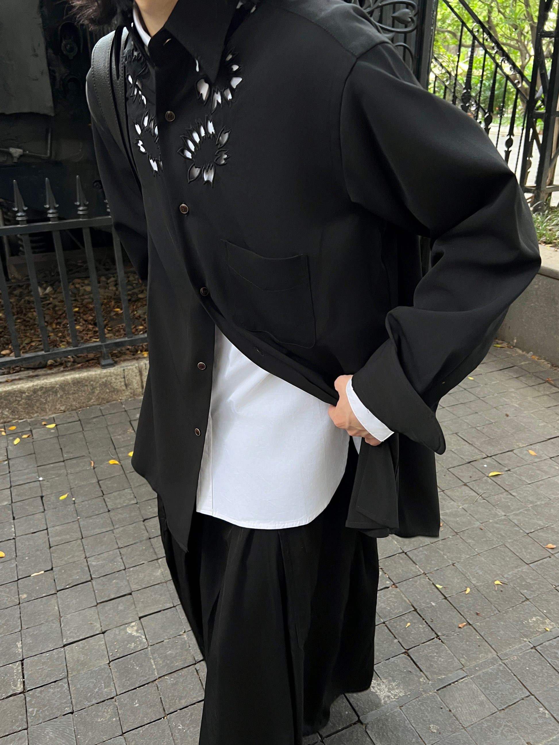 Yohji ’Flower & Youth’ Wool Shirt Jacket - Cherry Blossom Cut-Out Detailing