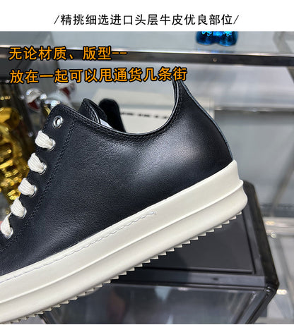 Rick Owen Low-Top Leather Platform Sneaker RO Dark Elevated Sole Casual Shoes