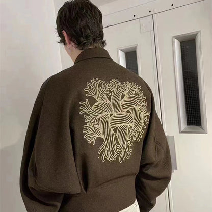 Nemeth Rope-Knit Back Wool Jacket - Curved Blade Design Coat