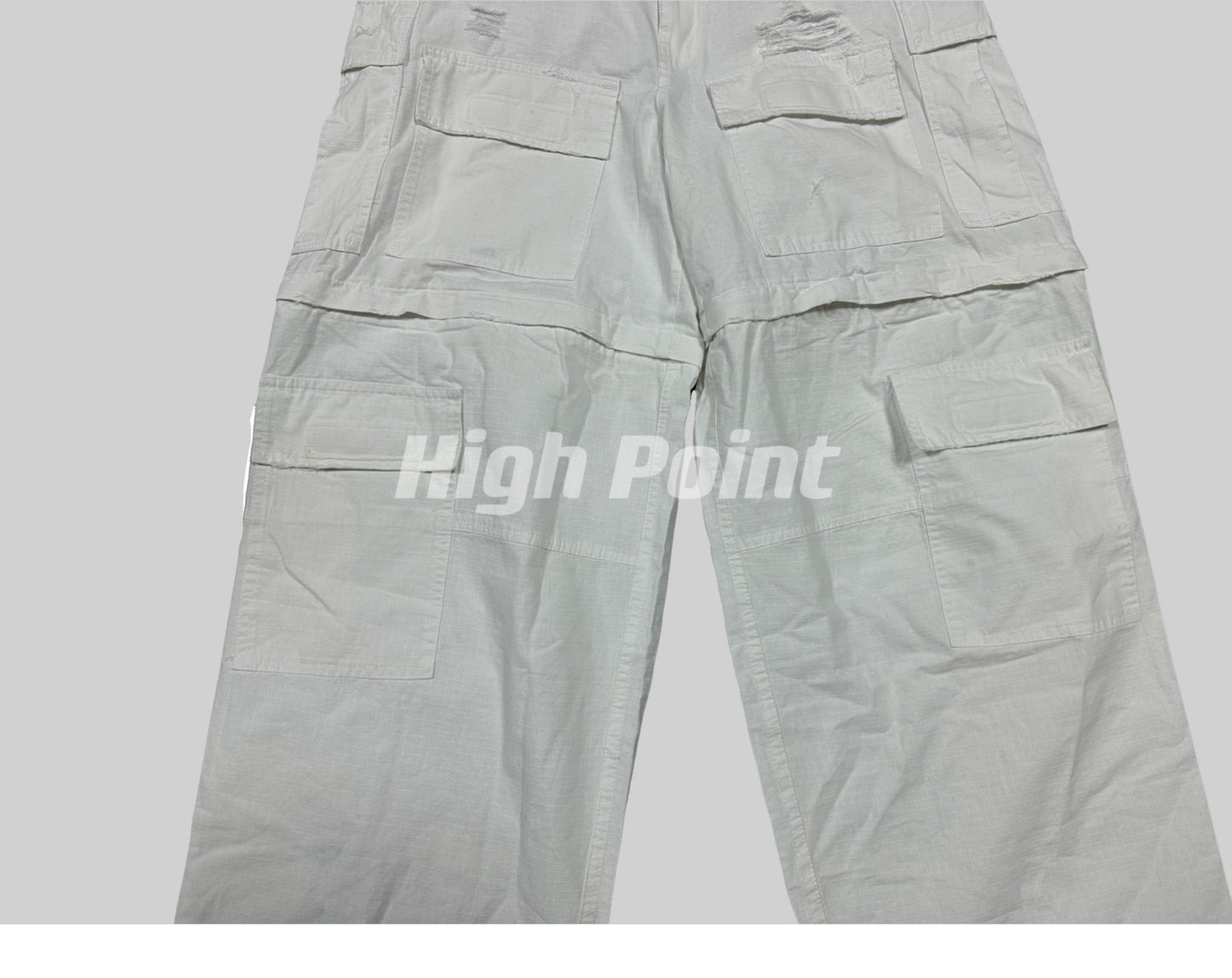 23AW Runway Designer B Vers. Off-White Distressed Cargo Work Pants Detachable - Size avaliable S M L XL