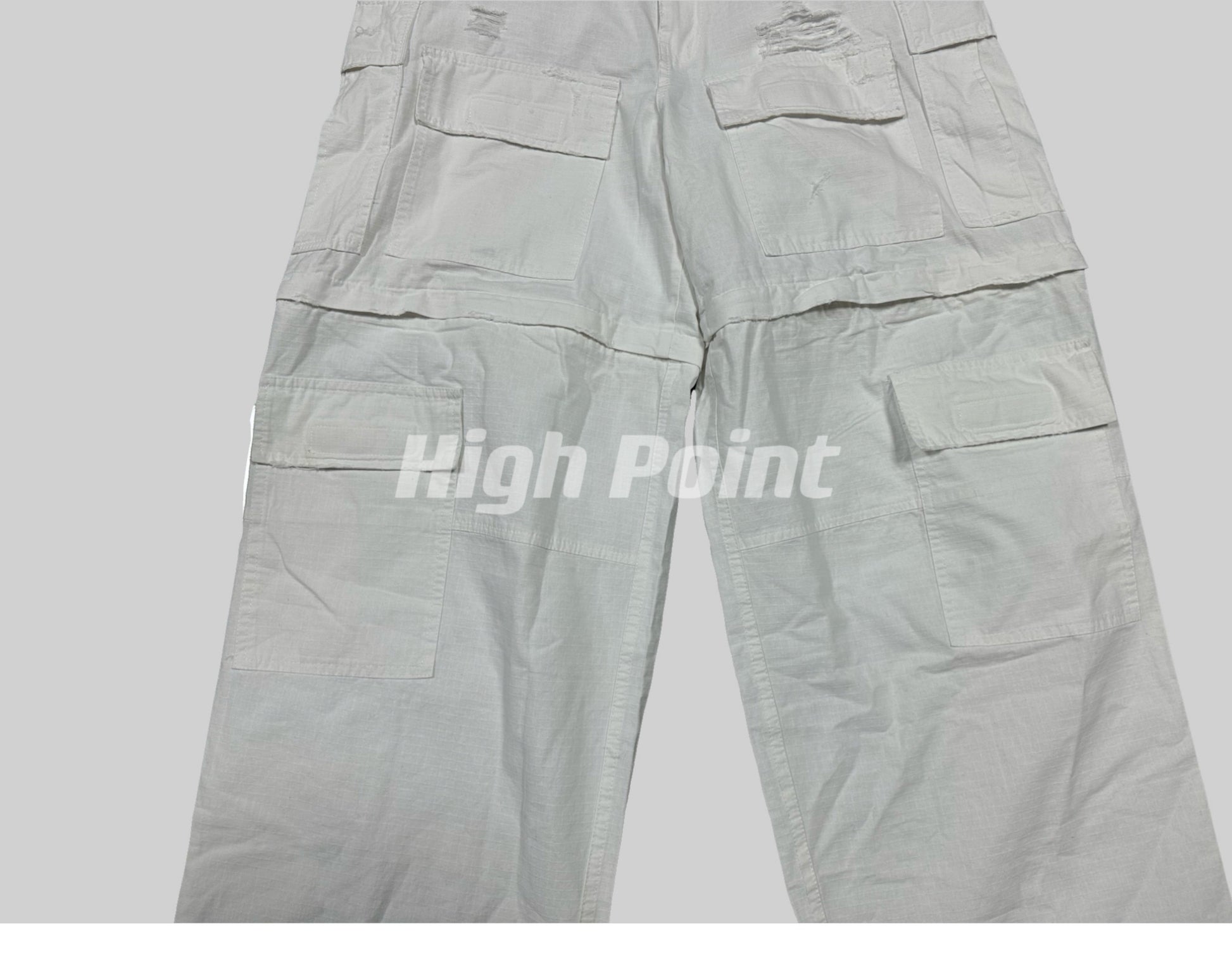 23AW Runway Designer B Vers. Off-White Distressed Cargo Work Pants Detachable - Size avaliable S M L XL