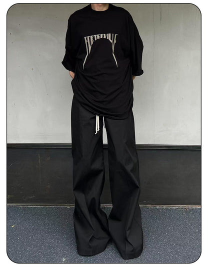 Dark Avant-garde Rick Owen Vibe High-Street Tee – Oversized Cotton Short Sleeve