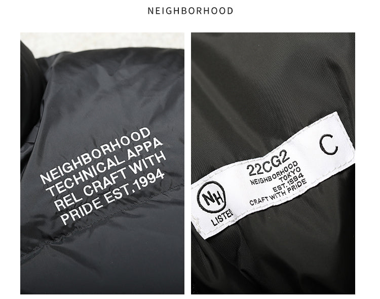 NEIGHBORHOOD Jacket Embroidered Casual Down Long-Sleeve 90% Down Coats