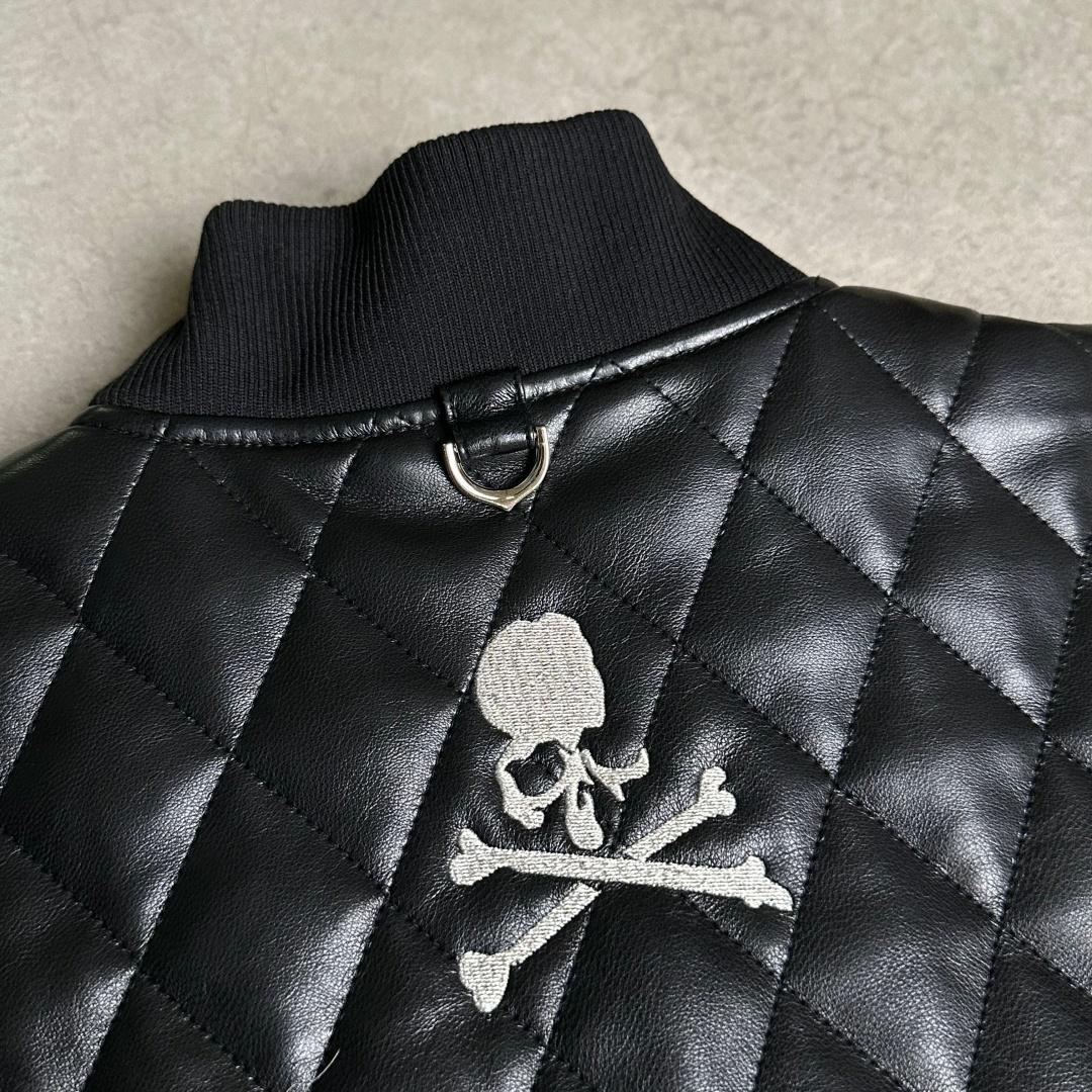 Mastermind Japan Embroidered Skull Leather Jacket - Biker Style Motorcycle Coat