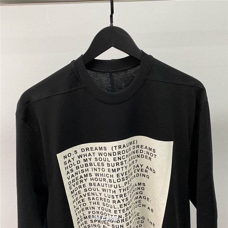 Dark Avant-garde Rick Owen Slogan RO Print Oversized Short Sleeve Tee