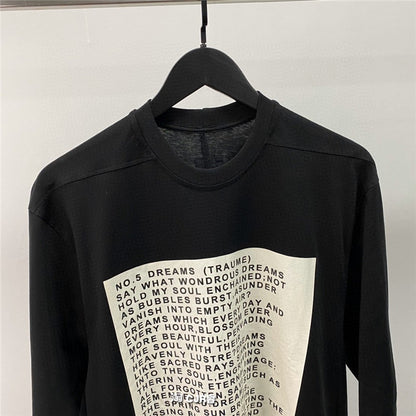 Dark Avant-garde Rick Owen Slogan RO Print Oversized Short Sleeve Tee