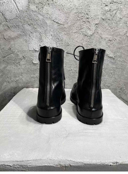 424 on Fairfax Ankle Boots - SS22 Crinkled Zip High-Top Retro Thick-Soled Lambskin