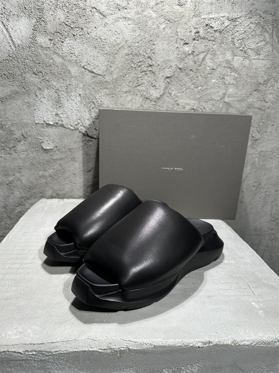 Rick Owen Sandals - Breathable Slip-On Platform Slides Beach Shoes - Black