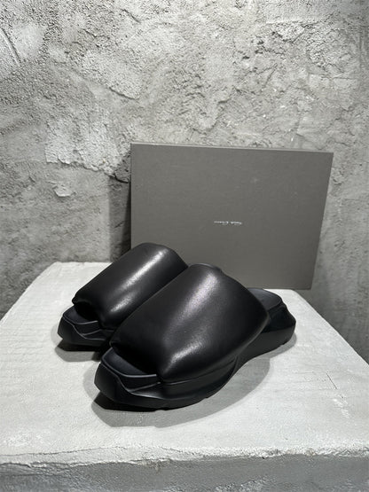 Rick Owen Sandals - Breathable Slip-On Platform Slides Beach Shoes - Black
