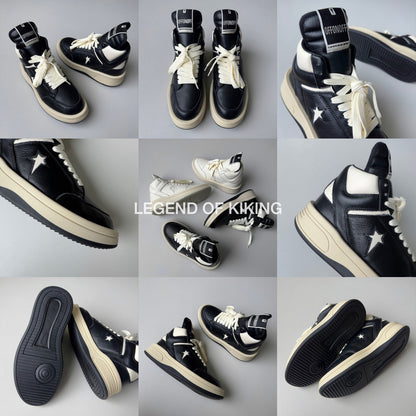 RO High-Top Leather Sneakers - Rick Owens Round-Toe Lace-Ups