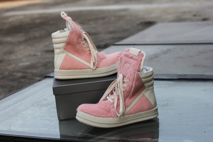 24SS Pony Hair RO High-Top Sneakers – Leather Thick Sole Casual Shoes Unisex