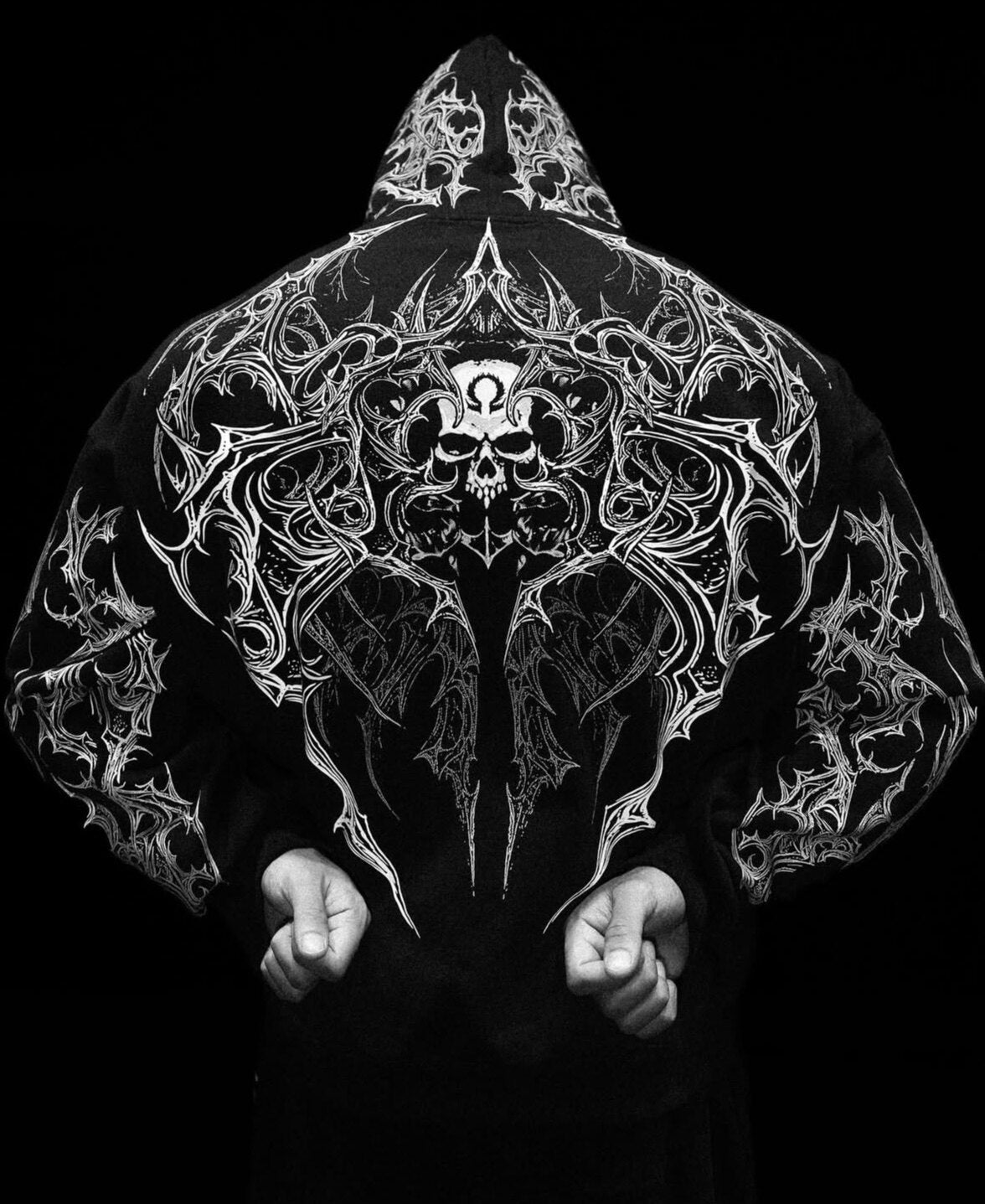Breathedivinity Dark Gothic Zip-Up Hoodie - 420g French Terry
