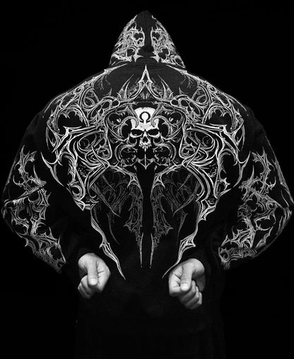 Breathedivinity Dark Gothic Zip-Up Hoodie - 420g French Terry