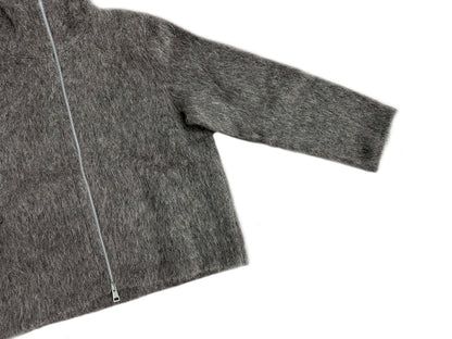 Our Legacy Grey Mohair Zip Cardigan – Wool Blend Relaxed Hooded Knit