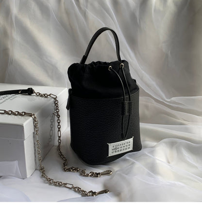 MM6 Chain Bucket Maison Margiela Bag - Classic Leather Tote 5AC - Black