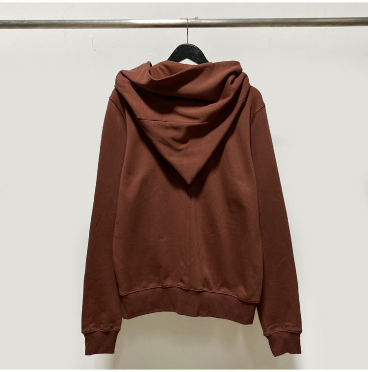 RO Dark Wizard Rick Owen Hoodie - Asymmetric Zip Avant-garde Black Winter Fleece