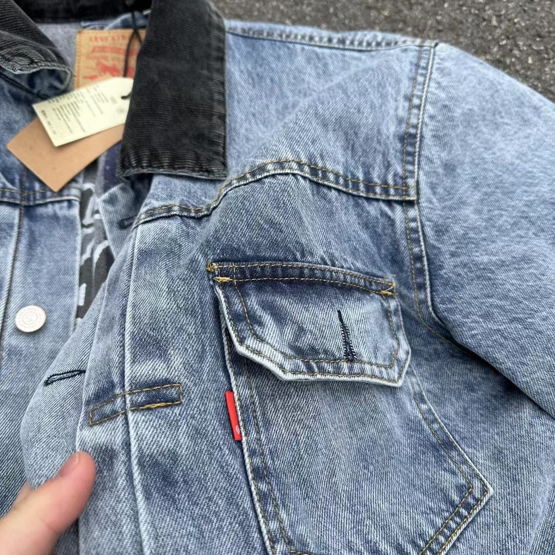 Stussy Embossed 8 ball Ｘ Levis Jacket Washed Denim Outerwear