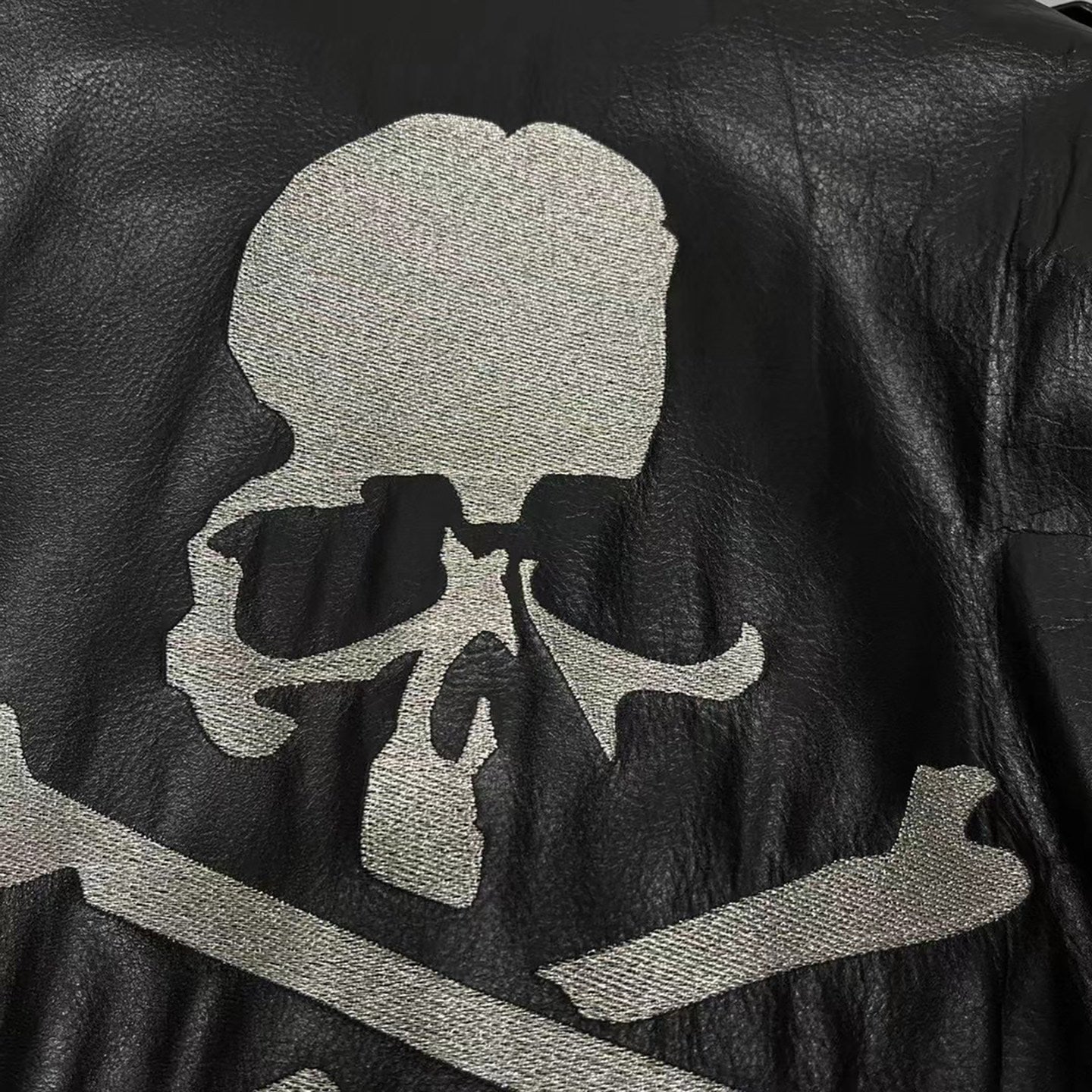 MASTERMIND Skull Embroidery Cowhide Biker Jacket - Luxury Darkwear