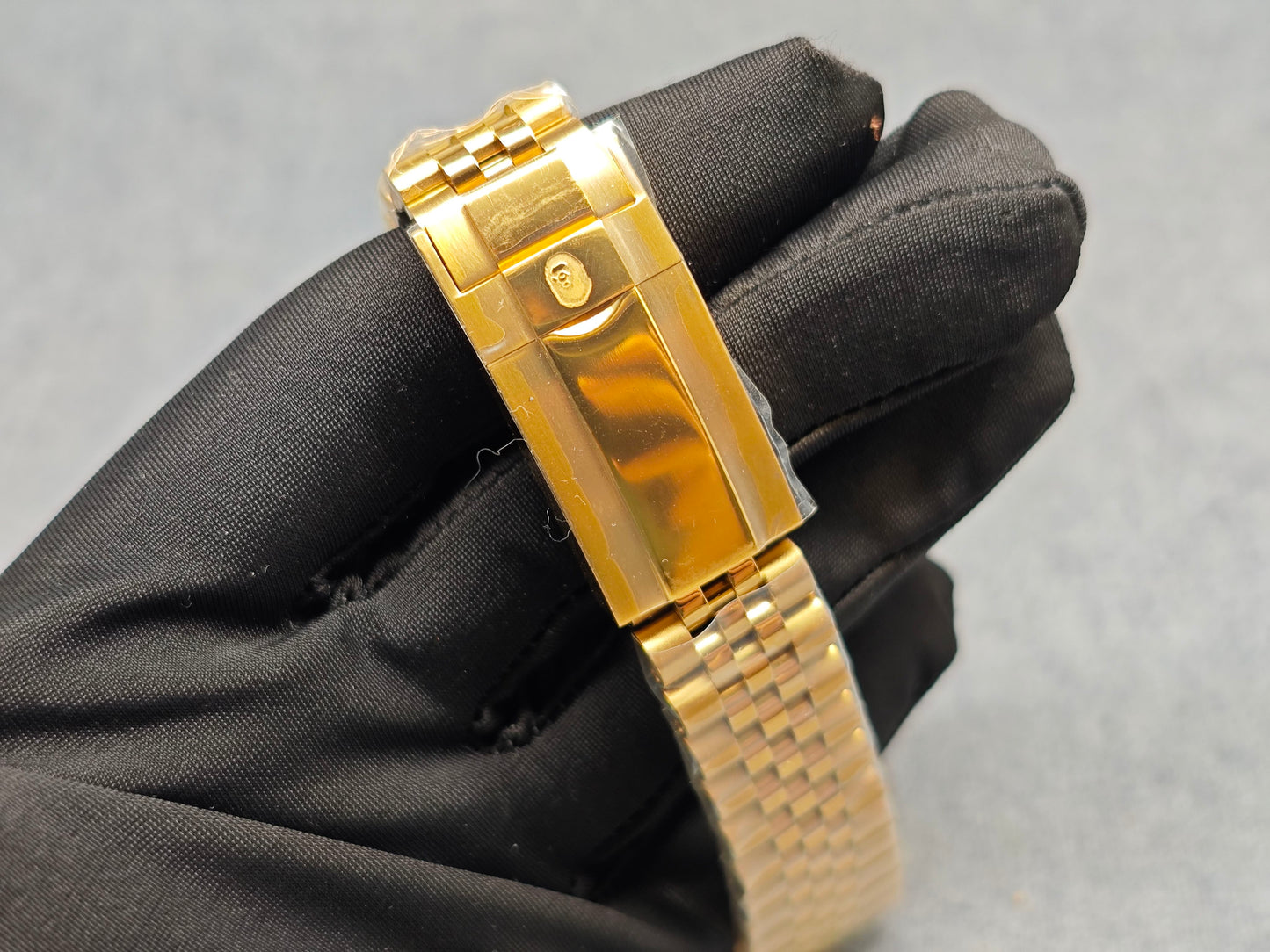 TYPE 6 BAPEX Gold-Green Ape Power Watch - Fluted Bezel Datejust Mechanical Wristwatch