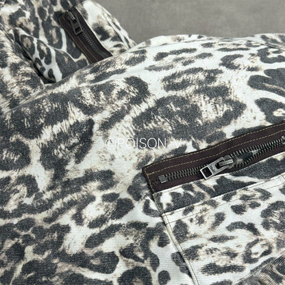 Mowalola x Ksubi Cheetah Print Bomber - Distressed Zip-Up Jacket Deconstructed Details