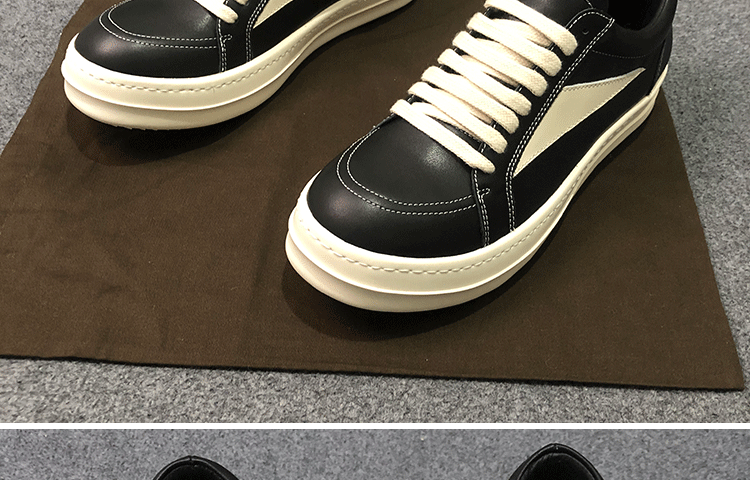 RO 22SS Vintage Leather Low-Top Sneaker Rick Owens - Black/Milk - 