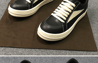 RO 22SS Vintage Leather Low-Top Sneaker Rick Owens - Black/Milk - 