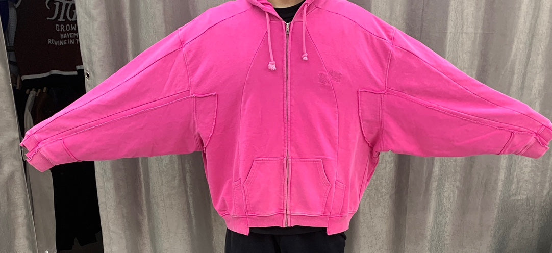Vetements 23FW Heavy Washed Distressed Deconstructed Zip Hoodie