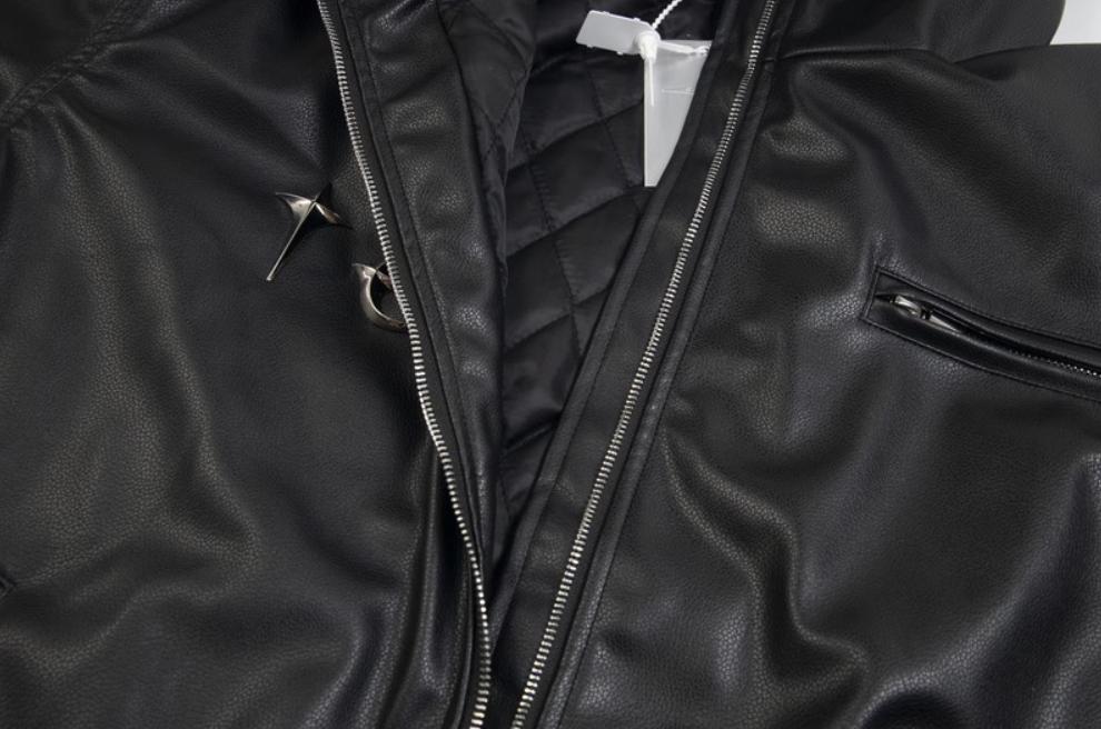 Thug Club Washed Black Hooded Leather Jacket - Cropped Biker Coat - 