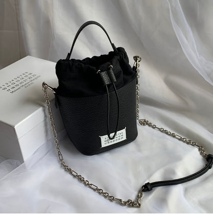 MM6 Chain Bucket Maison Margiela Bag - Classic Leather Tote 5AC - Black