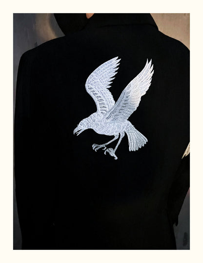 Yohji Yamamoto Dark 21AW Long Blazer Coat Dual Crow Embroidery on Back