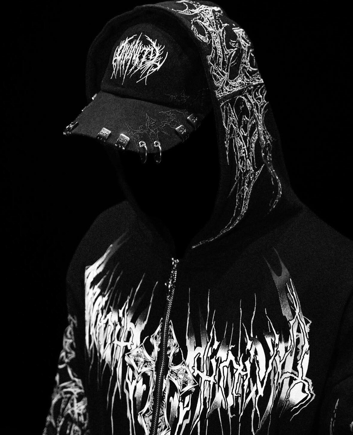 Breathedivinity Dark Gothic Zip-Up Hoodie - 420g French Terry