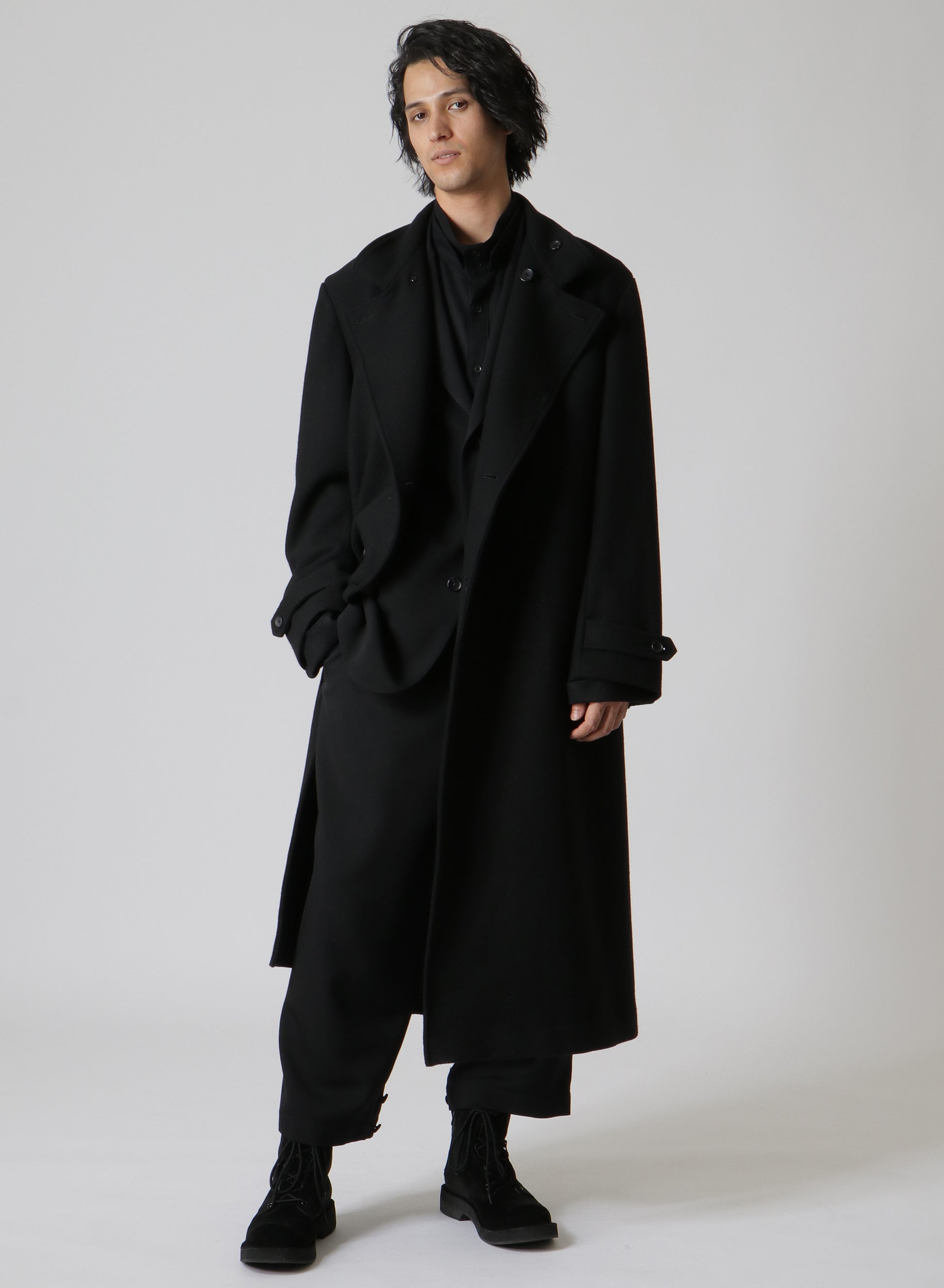 Donclickin Yohji 24AW’老虎残夢’ Embroidered Overcoat - Dark Wool Coat
