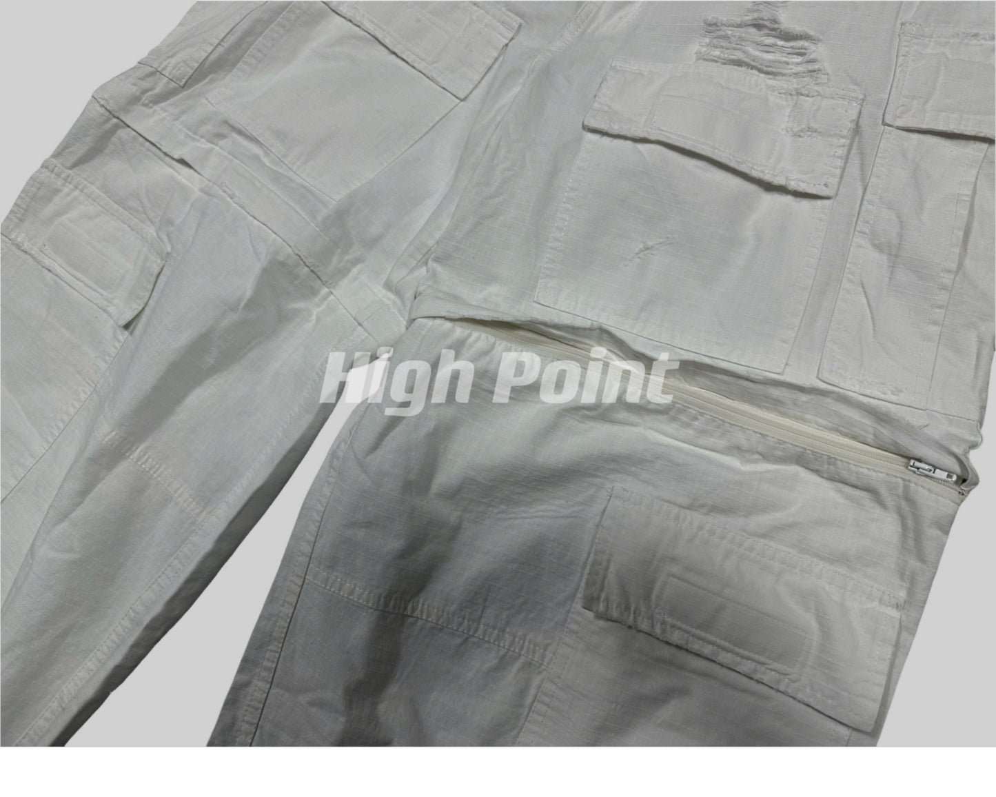 23AW Runway Designer B Vers. Off-White Distressed Cargo Work Pants Detachable - Size avaliable S M L XL