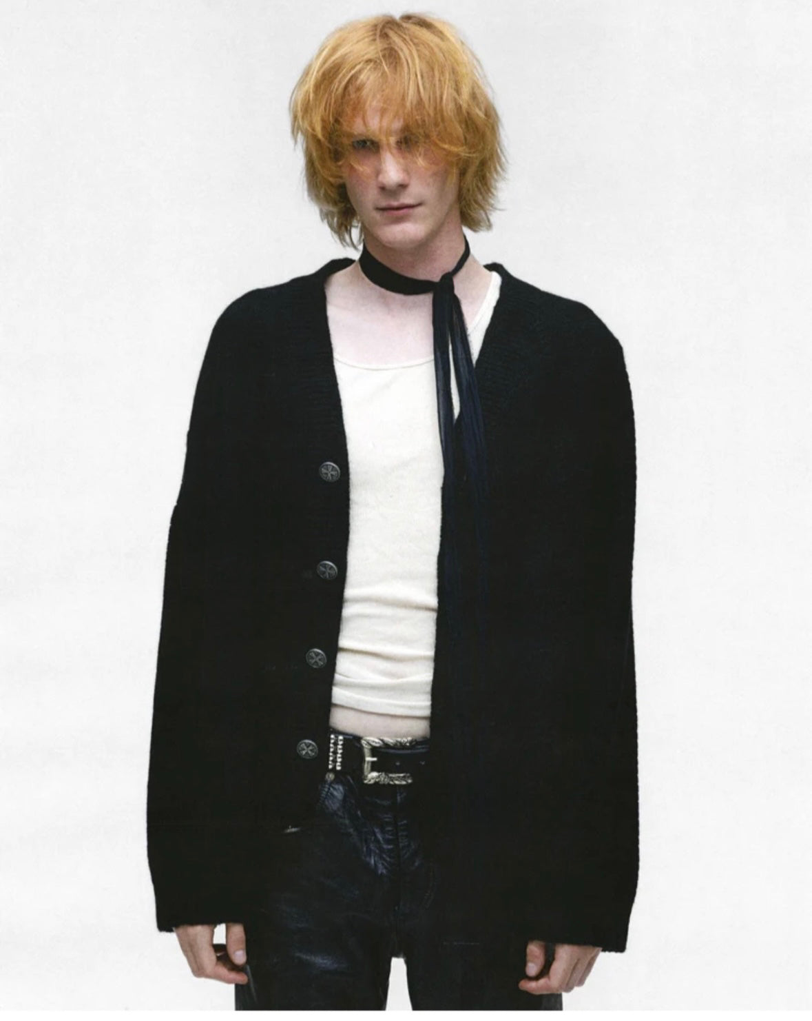 ERD AW24 ’Depressed Heir’ Destroyed Cardigan - Asymmetric Button Front Irregular Fasteners
