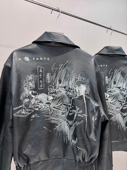 ERD Melancholic Heir PU Lambskin Jacket -Custom-Dyed Coated Cropped Leather Coat